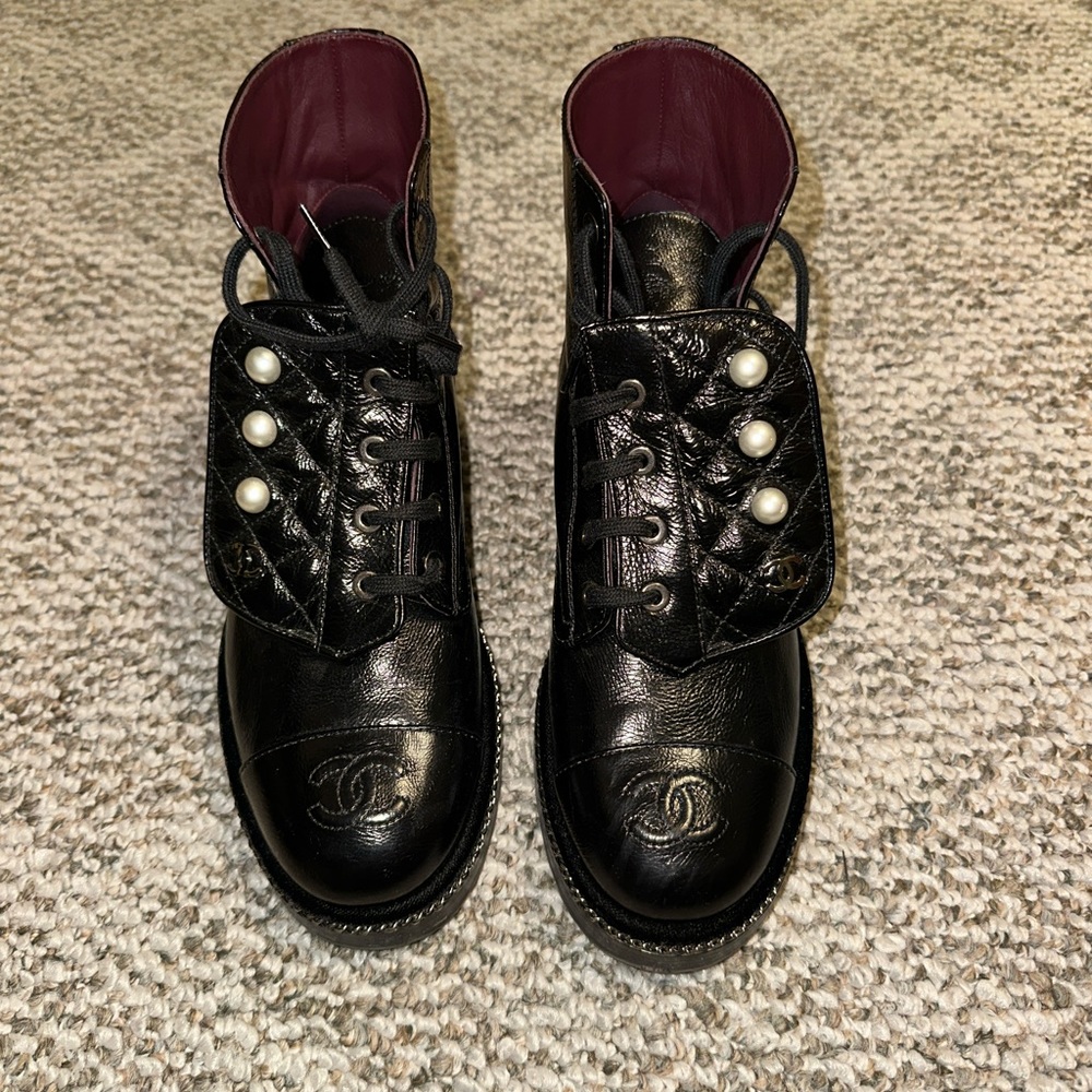 Chanel Calfskin Ankle Combat Boots